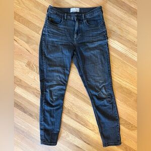 Everlane Women's The Authentic Stretch High-Rise Straight Leg Dark Grey Jeans